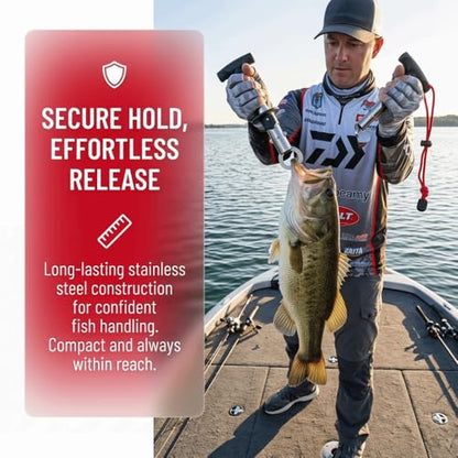 Stainless Steel Fishing Gripper, Portable Fish Lip Grip Grabber with Handle, Extra Wide Opening Fish Holder Tool for Outdoor Fishing