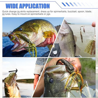 Spinner Bait Skirt Jig Skirts Replacement DIY Fishing Lure Making Supplies Soft Skirt for Spinnerbaits Bass Fishing Jigs Buzzbait Squid Jigs Fishing Lure Skirts - style: A-skirts-6pcs