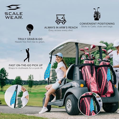 Magnetic Microfiber Waffle Golf Towel – Funny Large 16"x24" Clean Golf Club Ball Magnet Clip to Hang on Bag Cart Strong Premium Strength Ultra Absorbent Gear Black Disc Men (Teal Bananas) - color: Teal Bananas