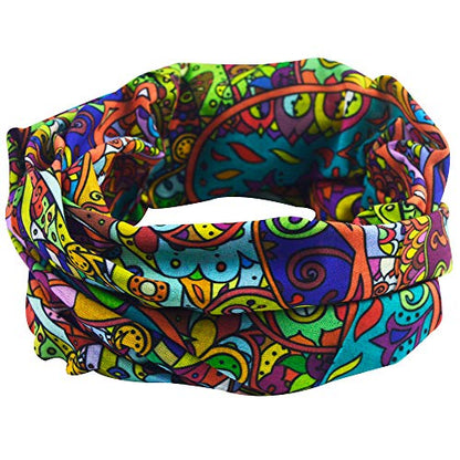 Obacle Seamless Face Mask Rave Bandana Men Women for Dust Sun Wind Protection - color: Colorful Oval