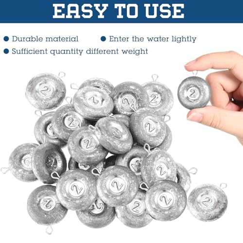 24 Pieces Fishing Disc Sinkers Weights Disc Sinker Fishing Sinkers Weights for Saltwater Catfishing Trolling Surf Tackle - size: 2 oz