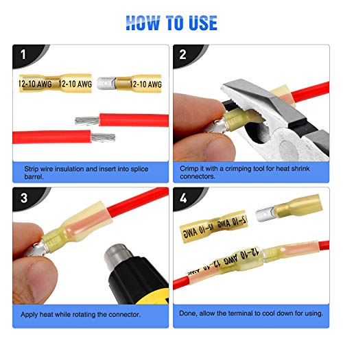 Nilight - 50027R 250 PCS Heat Shrink Spade Connectors Quick Disconnect Wire Connectors Electrical Spade Terminals Heat Shrink Fully Insulated Male and Female Wire Spade Connectors,2 Years Warranty - color: 250Pcs Heat Shrink Spade Terminals
