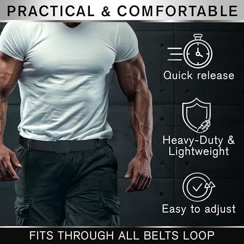 TECEUM Tactical Belt – Heavy-Duty & Quick Release – Military, Work, Rigger, Duty & Utility Belt for Men - color: Buckle 2 - Navy Blue, style: Small-for Waist 30"-36" (Length 45")