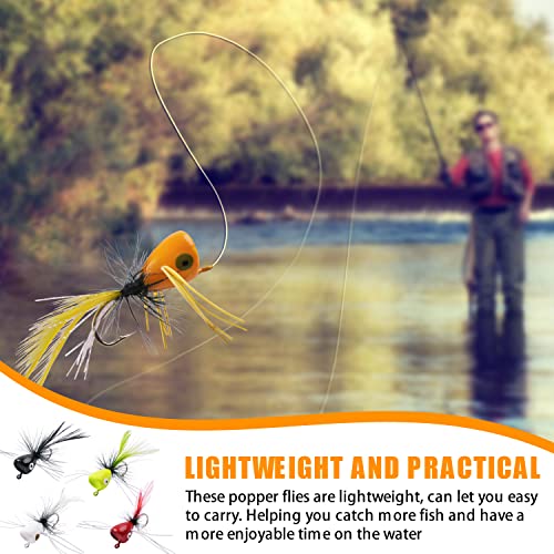 Fly Fishing Lures Poppers Flies Panfish Bluegill Bass Flies Bugs Lures Dry Flies Wet Flies Popper Lures 12/15pcs - color: orange-12pcs