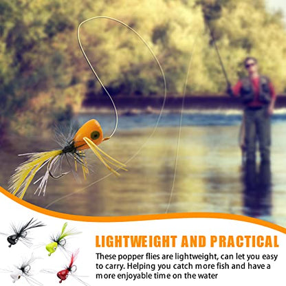 Fly Fishing Lures Poppers Flies Panfish Bluegill Bass Flies Bugs Lures Dry Flies Wet Flies Popper Lures 12/15pcs - color: orange-12pcs