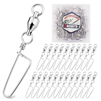 30PCS High Strength Fishing Snap Swivels – Stainless Steel Ball Bearing Barrel Swivels, Corrosion Resistant Fishing Connector Clips for Freshwater and Saltwater - size: 6#