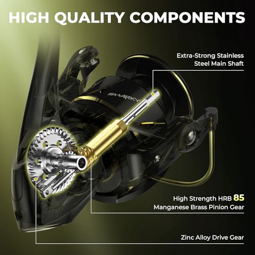 KastKing Sharky Spinning Reel – 5.2:1 & 6.2:1 Gear Ratios, Carbon Fiber Drag 33–39.5LB, 10+1 Stainless Bearings, Lightweight Nylitech Body, Oversize Shaft, for Saltwater & Freshwater - color: 6.2:1-Sharky X, size: 5000