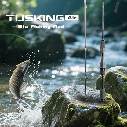 Soloking Tusking Air Ultra-Light BFS Stream Fishing Rod 2PCS Spinning&Casting Spiral Cross Carbon Technology, High Sensitivity, Ergonomic Reel Seat Design for Stream/Trout/Bass Fishing - size: Spin/5'6"/L/Fast