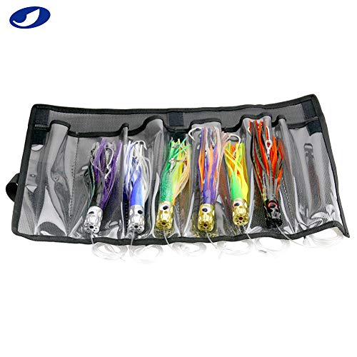 OCEAN CAT Saltwater Trolling Lure for Marlin Tuna Mahi Dolphin Durado Wahoo Trolling Lures Free Mesh Bag Offshore Big Game Lures - color: 7 in - Jet Head - 6pcs