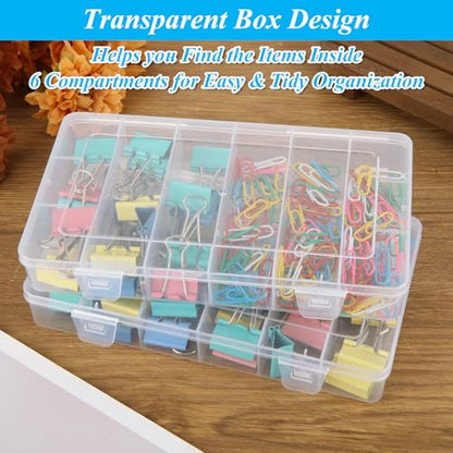 10 Pack 6 Grids Tackle Box Organizer, Clear Fishing Tackle Boxes, Clear Organizer Box with Dividers, Plastic Storage Organizer Container for Crafts, Beads, Earrings, Screws, Nail, Pins