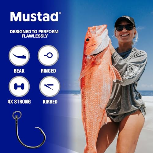Mustad Ringed Demon Offset Circle 4X Strong - Designed to Perform Flawlessly Featuring Kirbed Hook -Black Nickel - size: Size 3/0 - Pack of 25