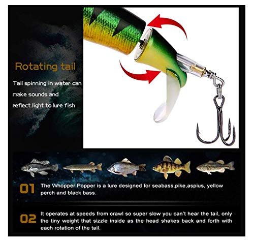 Fishing Lures Set Plopper Bass Lures with Floating Rotating Tail Artificial Hard Bait Swimbaits Slow Sinking Hard Lure Fishing Tackle Kits - color: Style B(5PC)