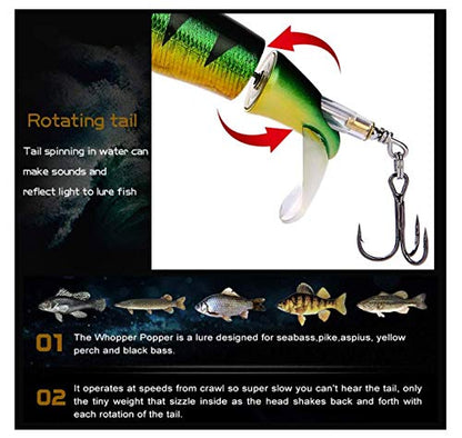 Fishing Lures Set Plopper Bass Lures with Floating Rotating Tail Artificial Hard Bait Swimbaits Slow Sinking Hard Lure Fishing Tackle Kits - color: Style B(5PC)