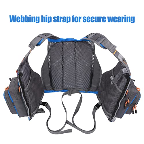 Lixada Fly Fishing Vest Fishing Jacket Breathable Polyester Mesh Design Fishing Vest - color: Blue
