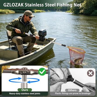 Fishing Nets, 58-94" Fishing Landing Net Telescoping for Riverbank Fishing Shrimp catching and Debris Removal Fishing Net Foldable