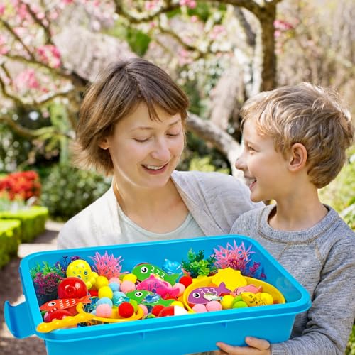 Cinrobiye 233 Pcs Fishing Theme Bin Fillers Set with Storage Box, Ocean Fish Activity Materials, Tropical Fish Cards and Accessories for Classroom Activities, Home Projects and Theme Displays