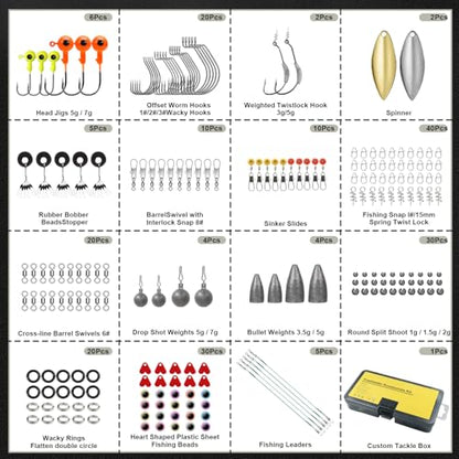 GOTOUR 128/209/240/265pcs Fishing Lures Kit with Tackle Box, All-in-1 Fishing Accessories Gear Set with Soft Lure, Minnow, Crankbait, Hooks, Sinkers, and Terminal Tackle Kit, Fishing Gifts for Men - color: C-209 pcs Standard Tackle Kit