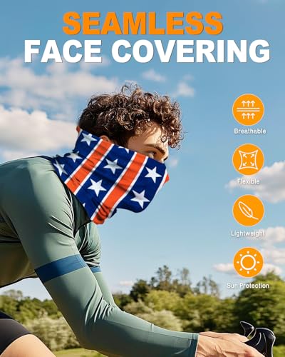 4Pack Neck Gaiter for Men Women Face Cover Mask Head Wrap Balaclava Headwear Bandana Headband Magic Scarf - color: A-bule Flag-2