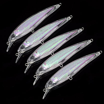 Aorace 20pcs/Lot 11cm/11.73g Unpainted Jerkbaits Blank Lure Bodies Fishing Floating Laser Minnow with Holographic Insert Hard Lure Body