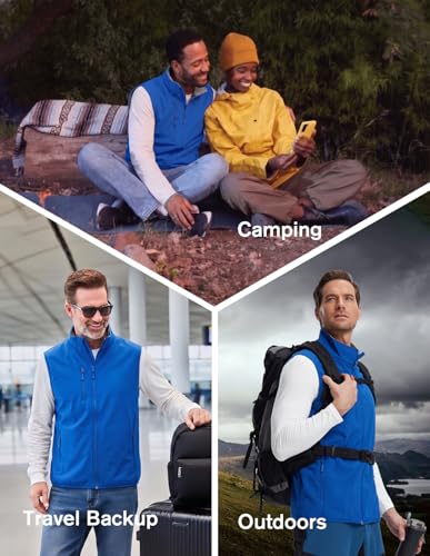 fit space Men's Lightweight Vest Softshell Sleeveless Windproof Jacket with Zipper Pcoket Cycling Travel Hiking Running Golf - color: Dark Blue, size: Small