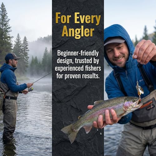 5Pcs Trout Spinners Barbless Fishing Lures with Single Hook Spinner Hooks for River Salmon Stream Fishing Durable Bass and Pike Lures for Freshwater Lake Angling