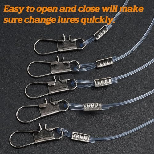 Fishing Leader Rigs Saltwater Tackle Rigs with Swivels Snaps, High Strength Wire Leaders Rigging Surf Fishing Gear Equipment for Lures Bait Hooks Catfish Walleye - color: Blue Nylon Leader, size: 24PCS, style: 2 Arm
