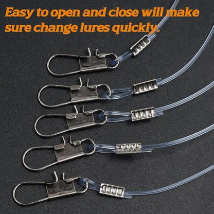 Fishing Leader Rigs Saltwater Tackle Rigs with Swivels Snaps, High Strength Wire Leaders Rigging Surf Fishing Gear Equipment for Lures Bait Hooks Catfish Walleye - color: Blue Nylon Leader, size: 24PCS, style: 2 Arm