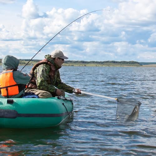 Fishing Net with Adjustable Handle, 41–85Inch Fish Net with Foldable Landing Net Suitable for Catching Salmon, Trout, Bass and Other Fish Species for Kayaking or Fly Fishing Enthusiasts