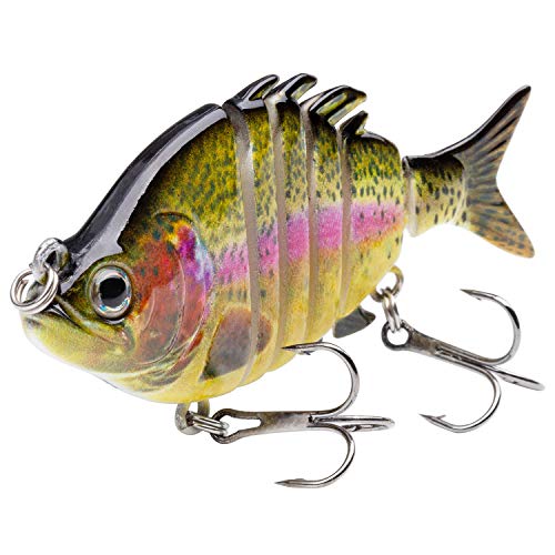 Bassdash SwimPanfish 2.5”/0.34oz Hard Bluegill Swimbaits Multi Jointed Topwater Trout Bass Fishing Crank Lure,Pack of 4 - color: BLPR