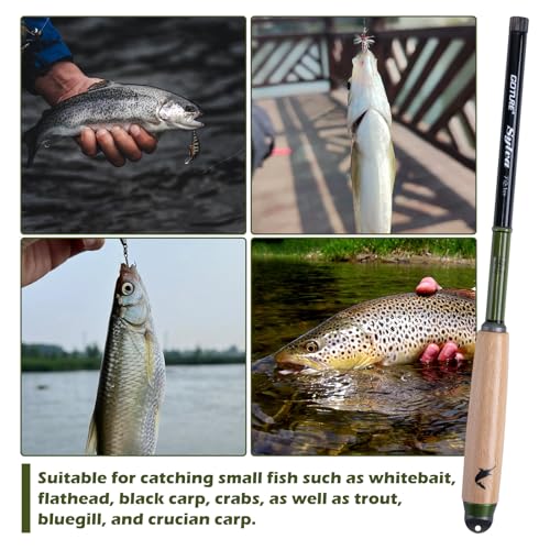 Goture 2pcs Tenkara Fishing Pole for Streams, Rivers, Ultralight 24T Carbon Fiber Fishing Rods, 360° Rotating Tip for Smooth, Inshore Trout Pole for Micro Fishing - size: 5.9ft / 1.8m