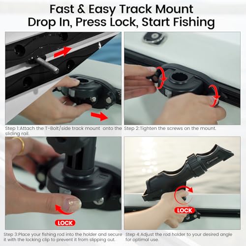 Hitorhike Side Track Fishing Rod Holder Mount, Heavy-Duty Side-Mounted Base, Compatible with 2 Mounting Bolt Options for Lund Sport,Lowe, Bass Boats&Kayaks - style: Side Track Mount Fishing Rold Holder 1-pack