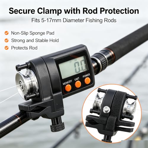 Fishing Line Counter, 199.9m-999.9 M Depth Finder Spooler Electronic Portable Digital Length Display Fish Finderdepth Gauge Tackle Tool Accurate Manual Meter Gear For 5-17mm Fishing Rods