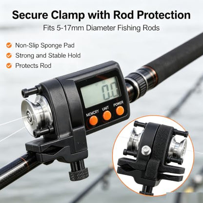 Fishing Line Counter, 199.9m-999.9 M Depth Finder Spooler Electronic Portable Digital Length Display Fish Finderdepth Gauge Tackle Tool Accurate Manual Meter Gear For 5-17mm Fishing Rods