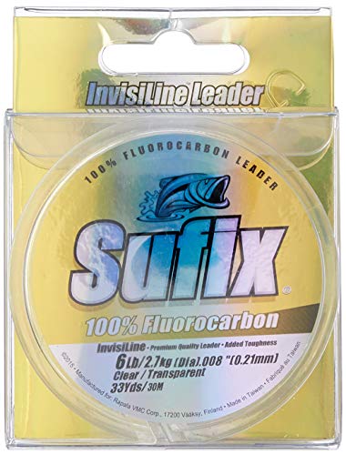 Sufix Invisiline Fluorocarbon Leader 33-Yards Leader Wheel Fishing Line (Clear, 8-Pound) (681-008)