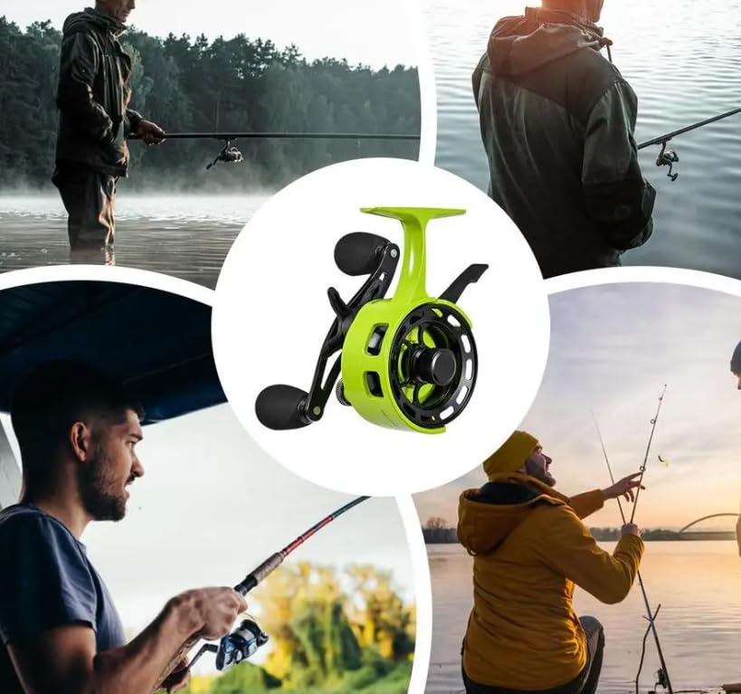 Pack of 1 Inline Fishing Reel Large Spool Diameter Inline Freespool Reel Wear Resistant 3 + 1 BB Ice Fishing Gear for Sea Lake Pond Metal