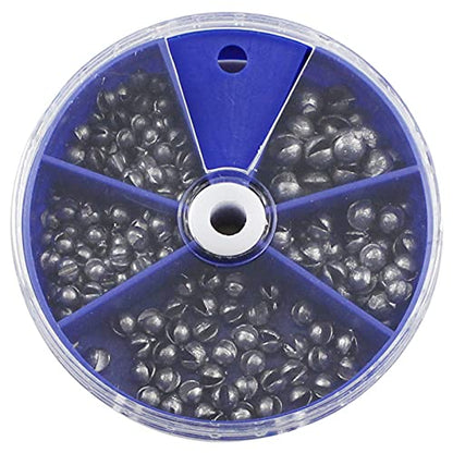 Split Shot Fishing Weights Sinkers 205Pcs 5 Sizes Weights 0.2/0.3/0.4/0.6/0.8g Round Fishing Line Sinker Removable Egg Lead Assortment