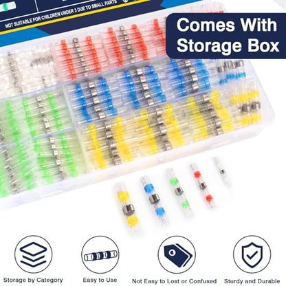 ZQZ 540PCS Solder Seal Wire Connectors Kit, Heat Shrink Solder Stick, Waterproof Soldering Butt Connectors, Electrical Crimpless Solders Wire Terminals Assortment Kit, Marine Butt Splice Connector - size: Solder Seal 540PCS