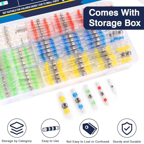 ZQZ 540PCS Solder Seal Wire Connectors Kit, Heat Shrink Solder Stick, Waterproof Soldering Butt Connectors, Electrical Crimpless Solders Wire Terminals Assortment Kit, Marine Butt Splice Connector - size: Solder Seal 540PCS