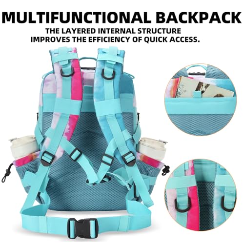 Lovelinks21 25L Tactical Military Backpack Small Travel Backpack for Men and Women Assault Pack Bug Out Bag Molle Daypack Gym Backpack with Bottle Holder (Rainbow Tie Dye) - color: Rainbow Tie Dye