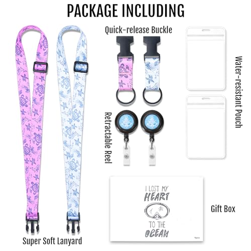 MNGARISTA Cruise Lanyard for Ship Cards,Adjustable Lanyard with Id Holder,Detachable Lanyards for Cruises Ship Cards with Waterproof Id Badge Holders,Cruise Essentials,5 Pack Sea Turtle - color: 5 Pack Sea Turtle