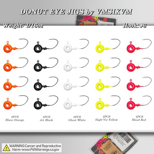 20 Pcs Crappie Jigs Kit, Scent Holder Crappie Jig Heads for Bass Panfish Walleye Fishing, 1/8oz, 1/16oz - color: 1/16oz - 20 Pcs