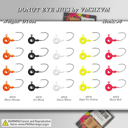20 Pcs Crappie Jigs Kit, Scent Holder Crappie Jig Heads for Bass Panfish Walleye Fishing, 1/8oz, 1/16oz - color: 1/16oz - 20 Pcs