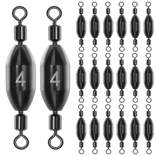 20Pcs Fishing Weights Swivel Brass Sinkers Fishing Weights | Saltwater Freshwater Bullet Sinkers Fishing Weight with Swivel Rolling - size: 1/2oz-20pcs