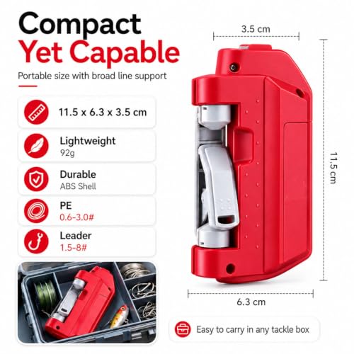 Automatic Fishing Knot Tying Tool, Electric GT FG Knotter Machine, Portable Easy Cast Fishing Line Knot Tying Tool for Anglers, Quick Gear and Tackle Accessories, USB Rechargeable - color: Red