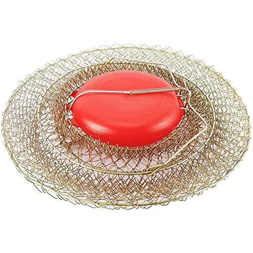 Galvanized Steel Wire Fish Basket Collapsible Floating Fishing Net Cage Metal Mesh Fish Crab Trap Round Fishes Basket Fishing Keep Net Fishing Accessories Tool