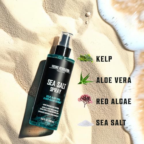 Viking Revolution Sea Salt Spray for Men - Hair Texturizing Spray with Kelp, Aloe Vera and Red Algae Extract - Surf Sprays to Add Volume and Texture for Men and Women Beach Hair - 8.8oz - size: 8.8 Fl Oz (Pack of 1), style: Sea Salt Spray
