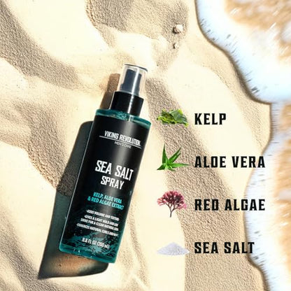 Viking Revolution Sea Salt Spray for Men - Hair Texturizing Spray with Kelp, Aloe Vera and Red Algae Extract - Surf Sprays to Add Volume and Texture for Men and Women Beach Hair - 8.8oz - size: 8.8 Fl Oz (Pack of 1), style: Sea Salt Spray