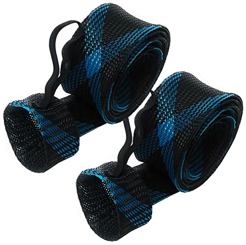 Reaction Tackle Rod Socks, Fishing Rod Sleeves and Covers for Spinning and Casting Rods, Breathable Mesh Rod Protectors with Elastic Band (2-Pack) - color: Black/Blue