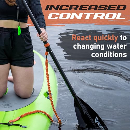 Gradient Fitness 2 Pack Kayak Paddle Leash, 5-8 Feet Stretchable Paddle Strap with Carabiner Secure Leash Lanyard Rope for SUP Kayak Canoe Paddle Fishing Pole Rod - color: Orange