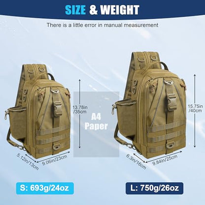 OROOTL Fishing Backpack Tackle Bag with Rod Holder Waterproof Fishing Sling Bag Storage Backpack Ideal Gifts for Men, Small - style: Small